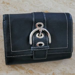 Coach Black Leather Wallet with Silver Buckle